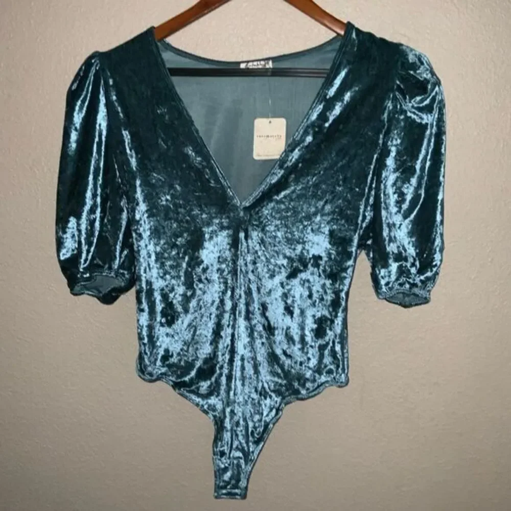 Free People Don’t You Wish Bodysuit Deep Teal size XS